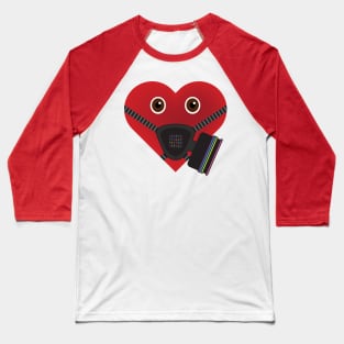 Masked Heart - Half Respirator Baseball T-Shirt